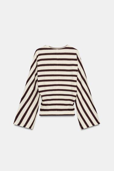 T-SHIRT À RAYURES COTON ET LIN - rayures de Zara - Image 6
