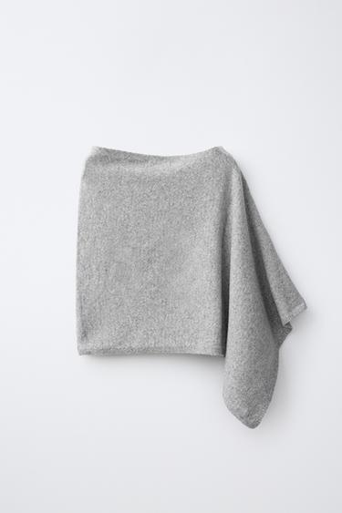 FINE KNIT CAPE — Gray marl 2