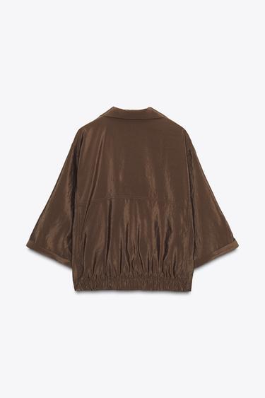 CHEMISE SAFARI MANCHES COURTES - Marron de Zara - Image 5