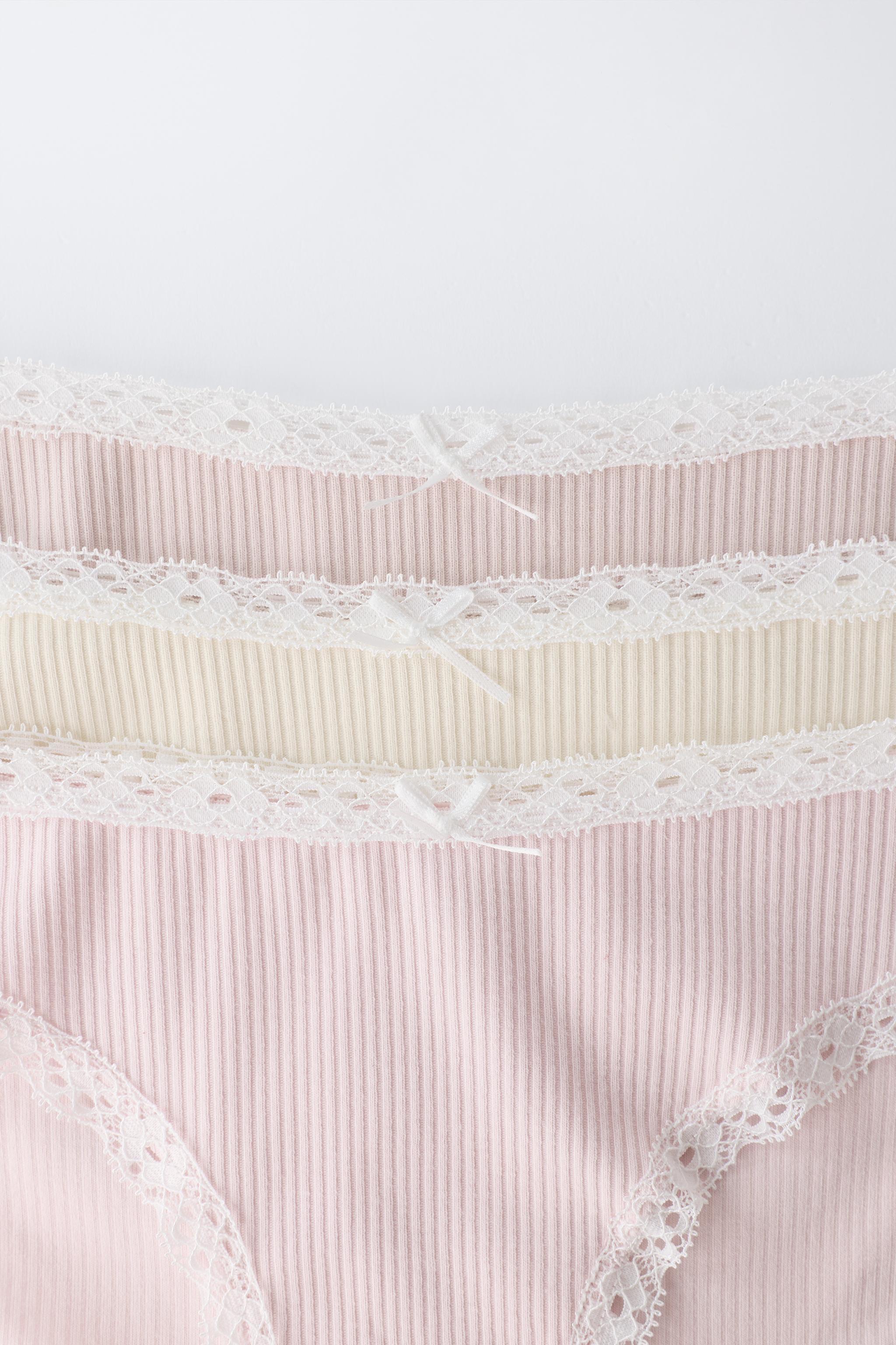 AGES 6-14/ THREE-PACK OF LACE TRIM UNDERWEAR — Pink (alternate view)