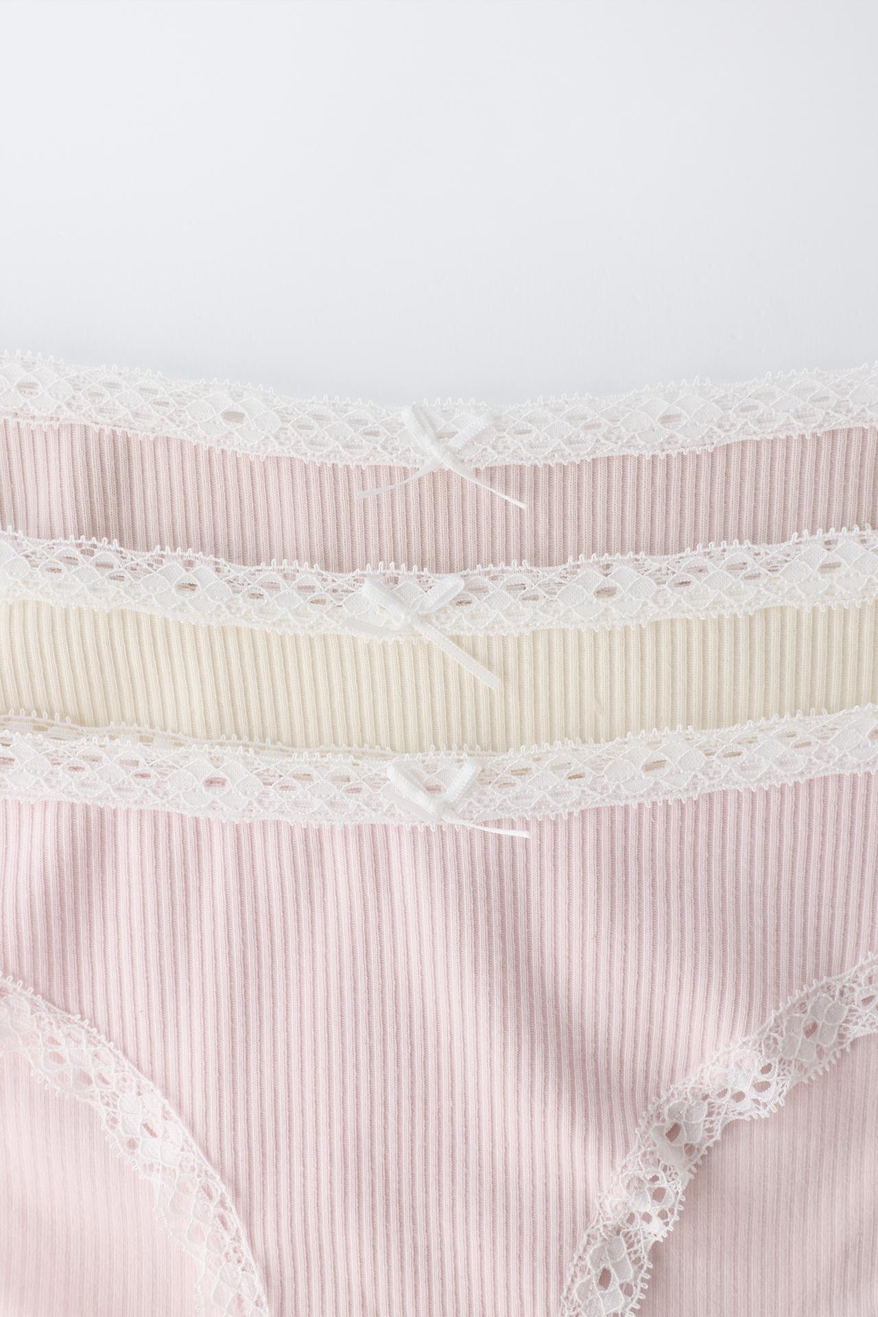 AGES 6-14/ THREE-PACK OF LACE TRIM UNDERWEAR — Pink