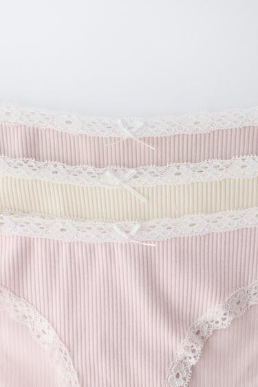 6-14 YEARS / THREE-PACK OF LACE BRIEFS - Pink by Zara - Image 1