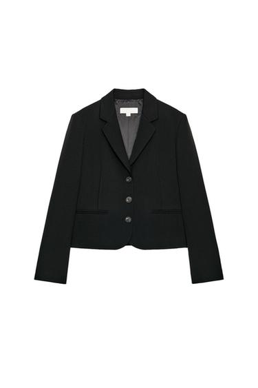 Zara CROPPED SEAMED BLAZER - Black