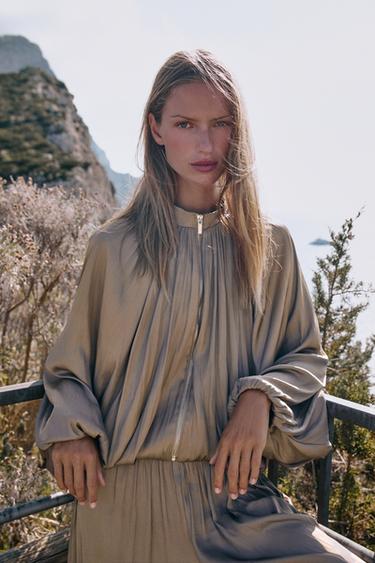 Zara SATIINIST LENDURIJAKK - Pruun/taupe