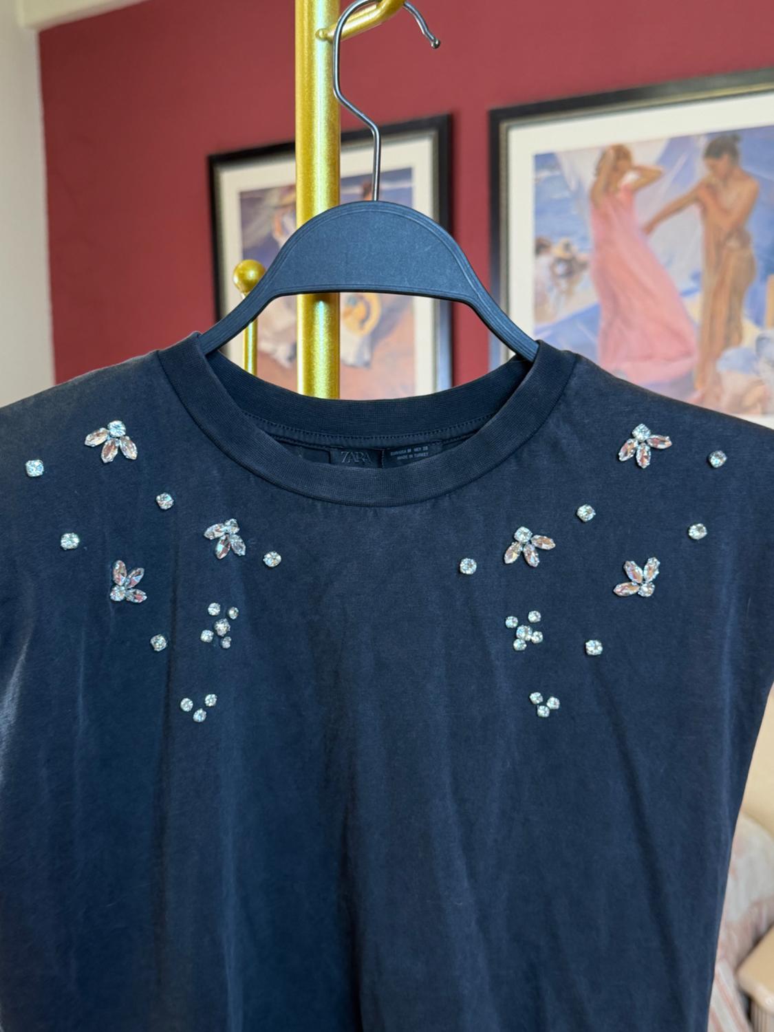 JEWEL SHOULDER PAD FADED-EFFECT T-SHIRT - Image 3