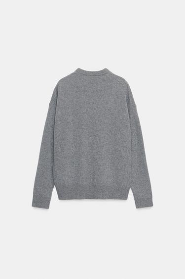 PULL CACHEMIRE ET LAINE MANCHES LONGUES - Gris moyen de Zara - Image 3