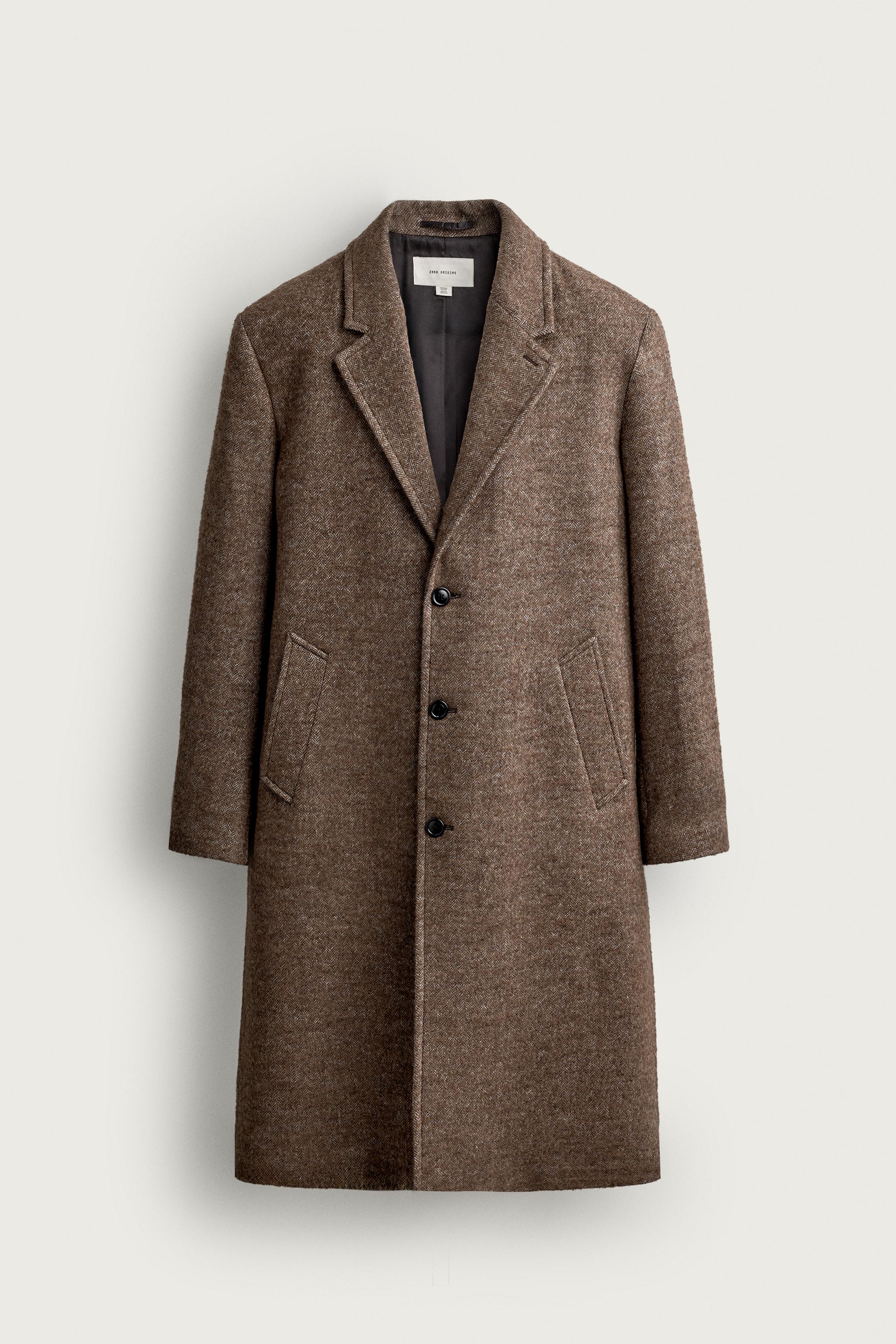 MANTEAU MÉLANGE LAINE STRUCTURE CHEVRONS