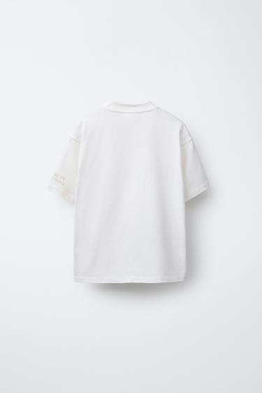 EMBROIDERED T-SHIRT - Ecru by Zara - Image 1