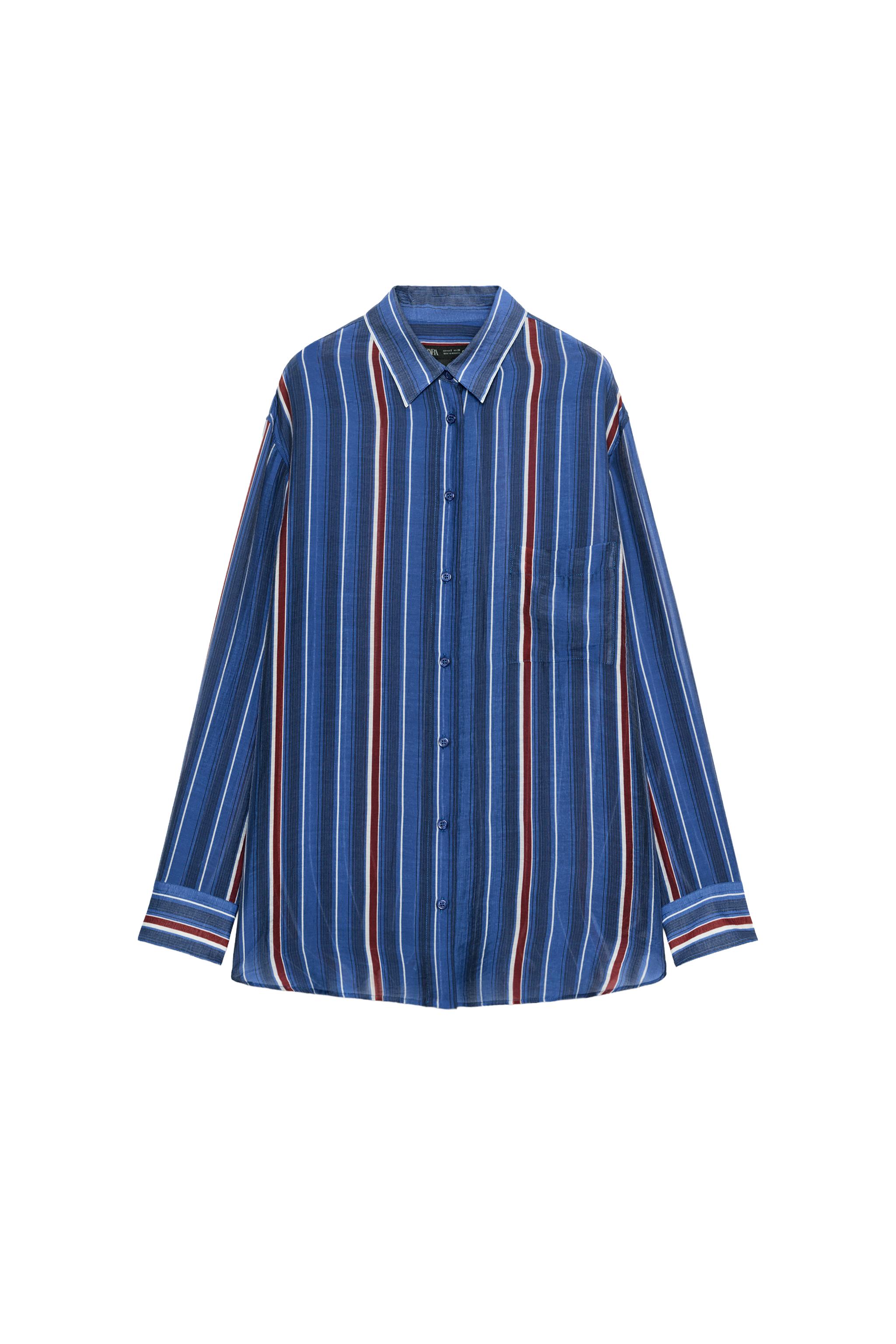 ZW COLLECTION LONG STRIPED SHIRT - Blue | ZARA United States