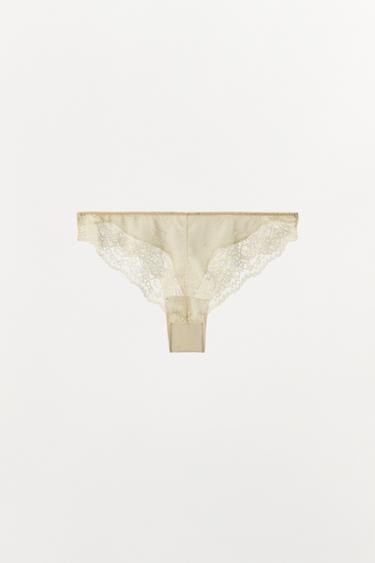 COTTON LACE BRIEFS - Ecru by Zara - Image 3