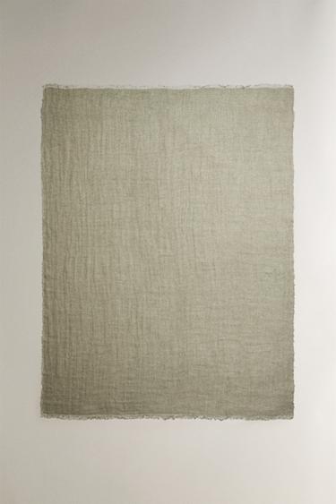 COUVERTURE LIN CARREAUX - Vert de Zara - Image 0