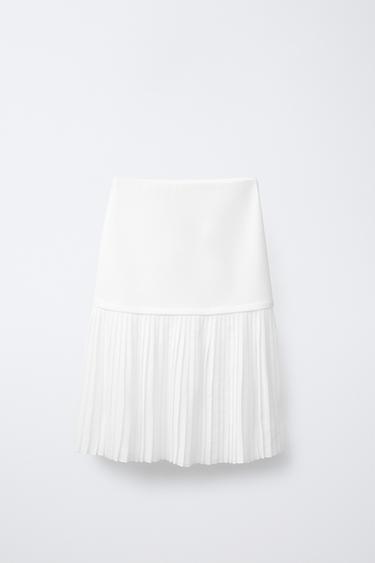 PLEATED MIDI SKIRT - Oyster-white by Zara - Image 0