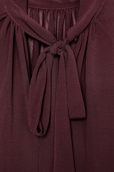 Zara TIE-BACK RUFFLED CAPE - Burgundy