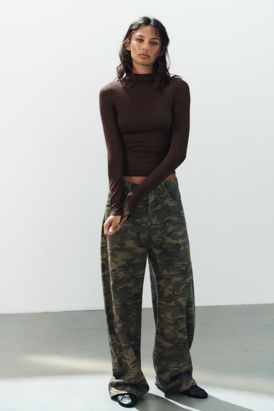 TRF PRINTED BAGGY FIT JEANS - Khaki by Zara - Image 0