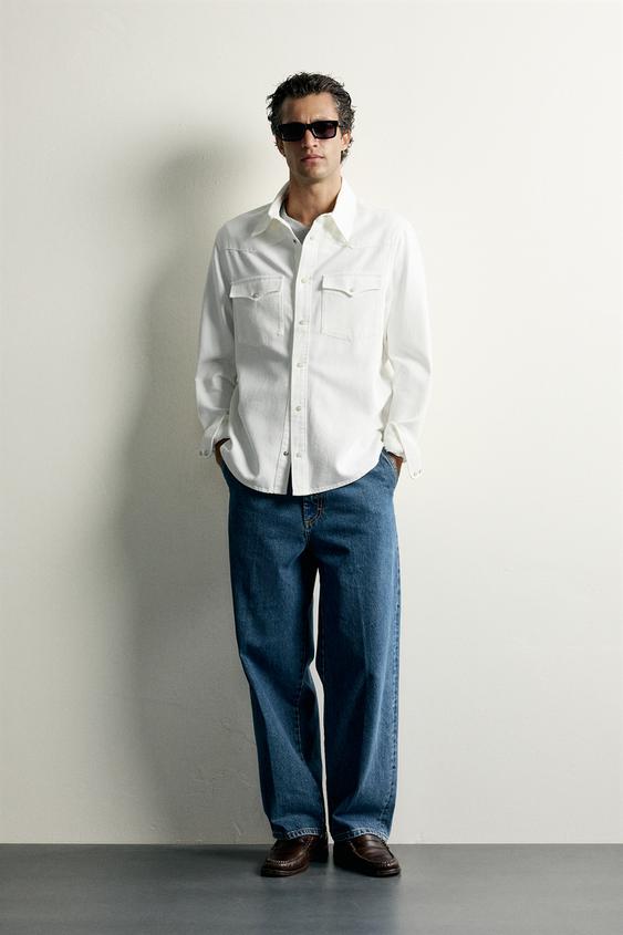 REGULAR FIT COTTON-LYOCELL WESTERN SHIRT - White by Zara - Image 0