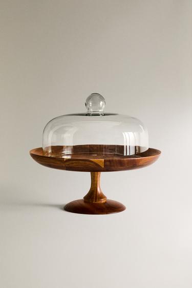 WOODEN CAKE STAND - Light beige by Zara