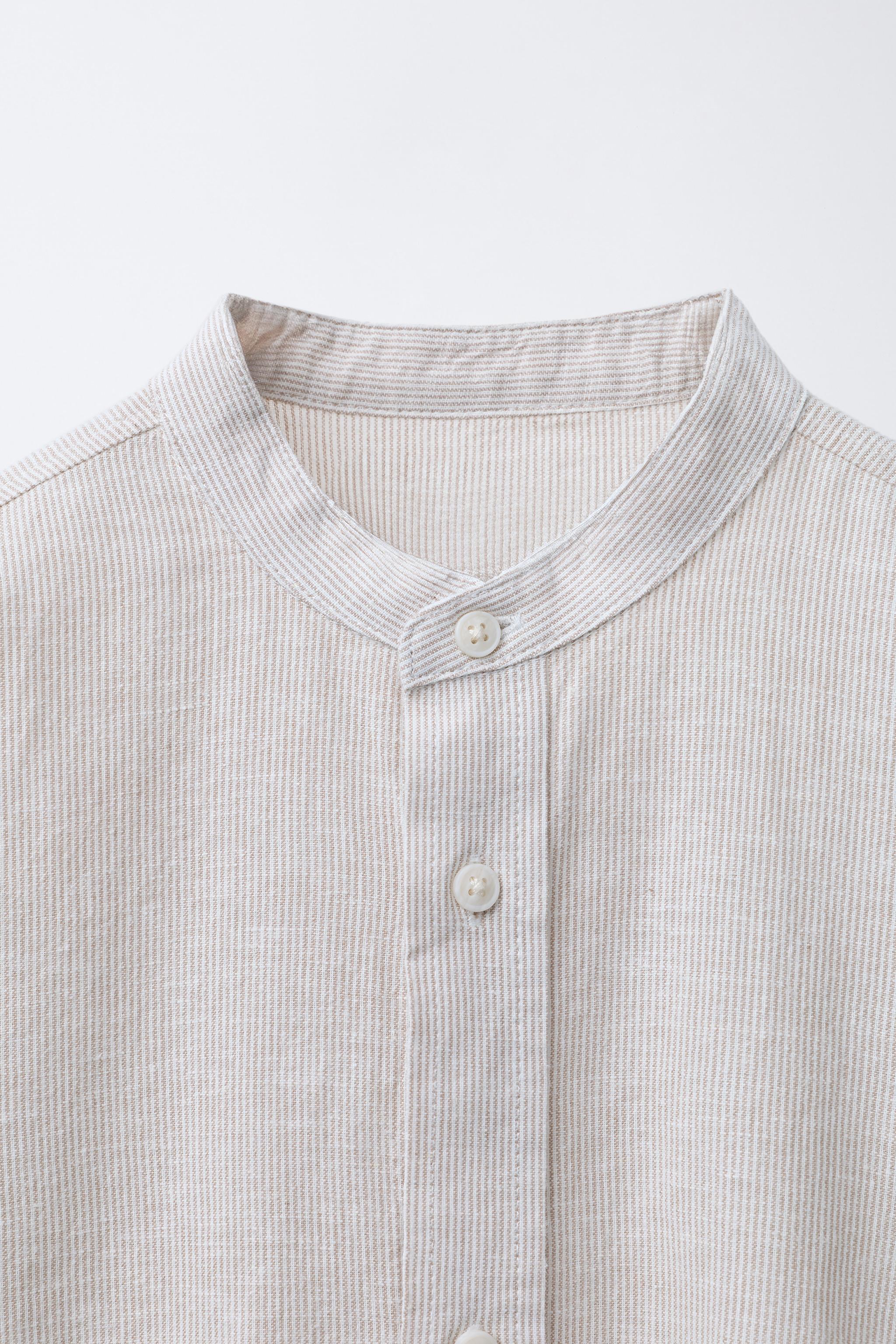 CHEMISE À RAYURES AVEC COTON ET LIN