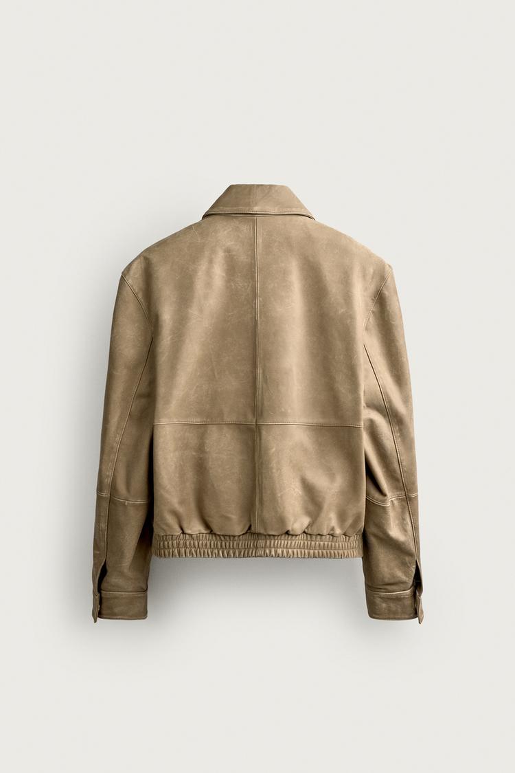 Chaqueta de cuero con efecto desgastado 8