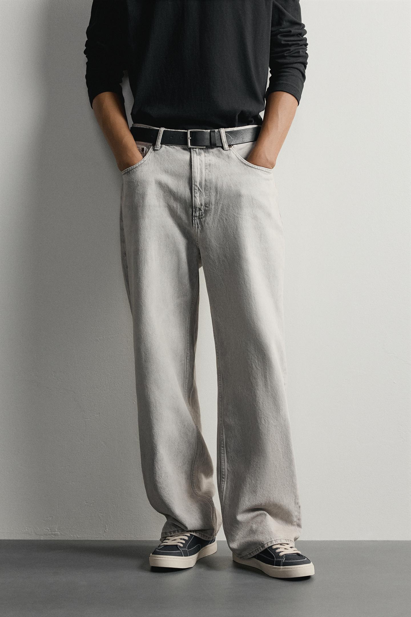 Мужские джинсы Zara Loose Fit, цвет: Жемчужный серый — фото 2