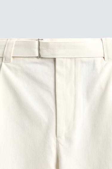 RELAXED FIT BERMUDA SHORTS WITH BELT - Oyster-white by Zara - Image 8