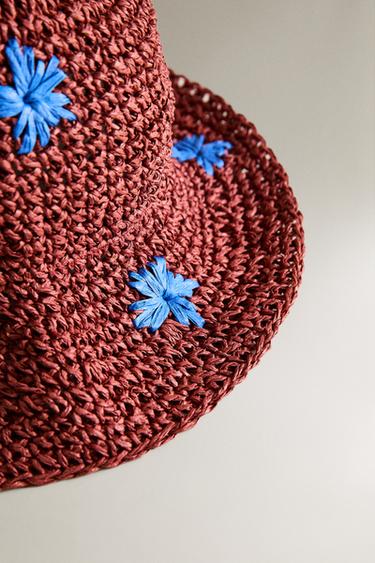 CHAPEAU DE PLAGE ENFANT PAPIER FLEURS - Bordeaux de Zara - Image 2