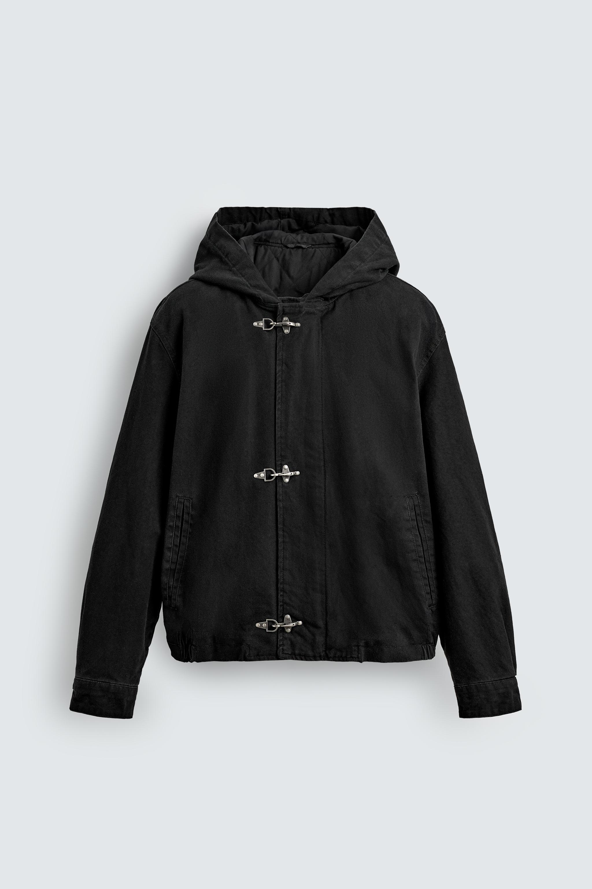 【さらに値下げ】8YARDS フード付きジャケット ブラック 完売品】ZARA フェイクレザー フード付きジャケット フェイク