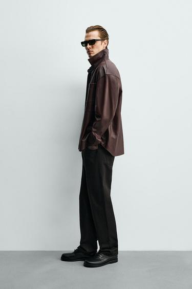 SURCHEMISE EN CUIR - Bordeaux de Zara - Image 3