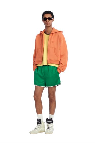 CROPPED FIT ZIP-UP HOODIE - Orange by Zara - Image 0