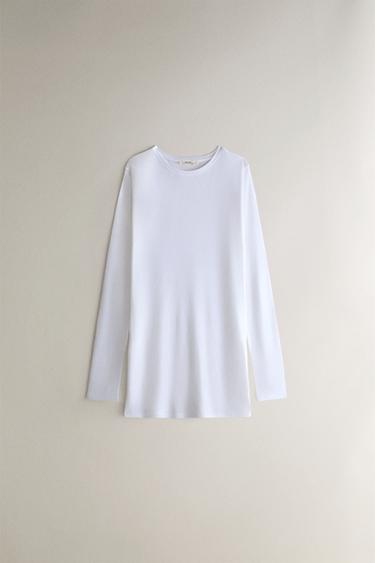 T-SHIRT MANCHES LONGUES TRANSPARENT - Blanc de Zara - Image 0