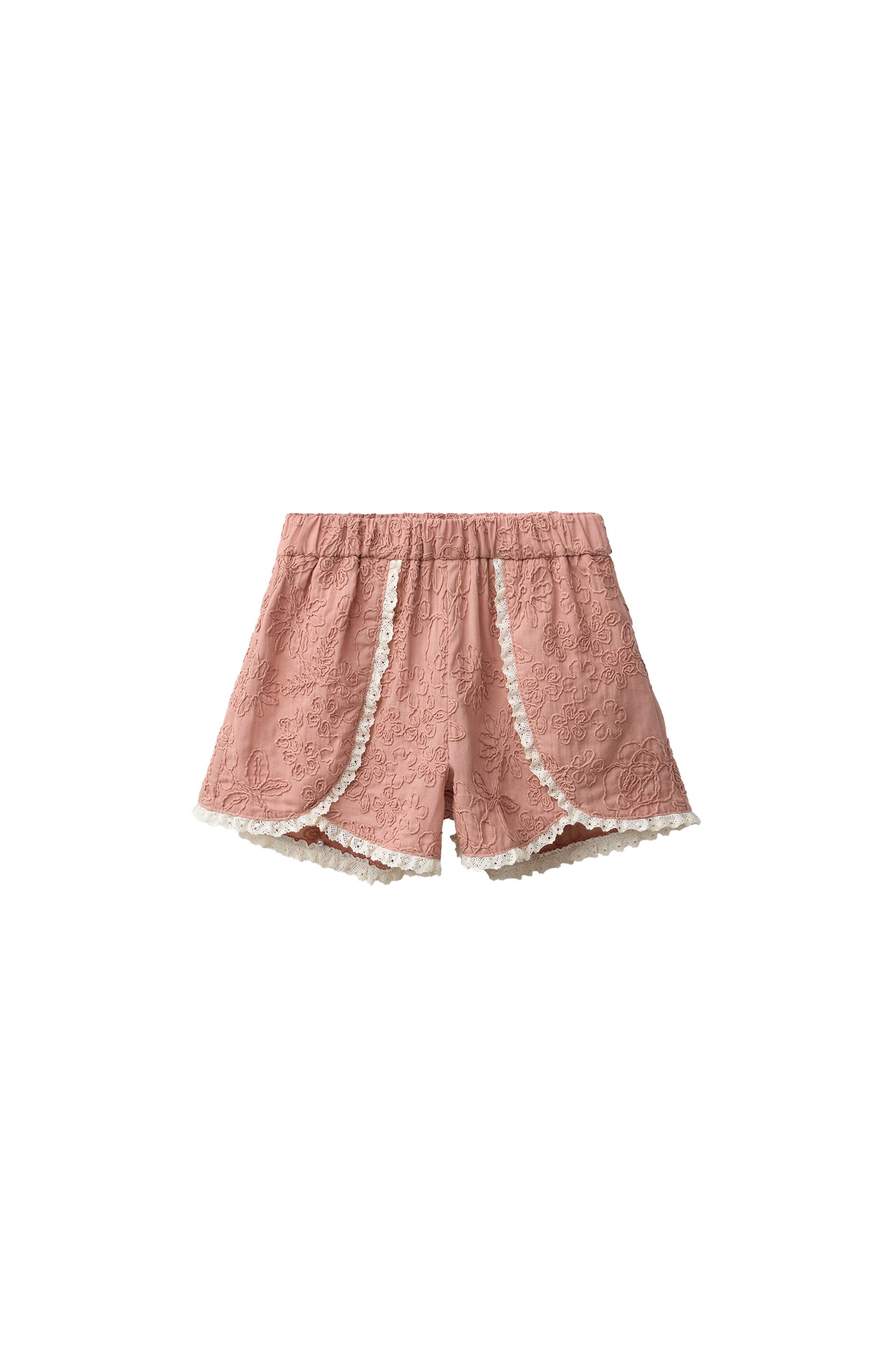 LACE EMBROIDERED FLORAL SHORTS - Clay | ZARA Canada