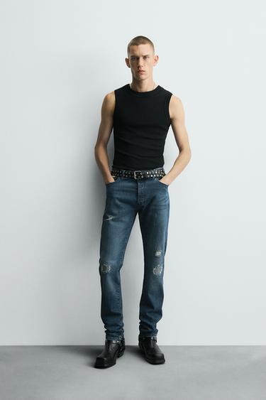 RIPPED SLIM FIT JEANS BOBBY GILLESPIE X ZARA - Blue by Zara