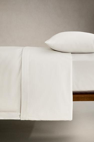 SATEEN FITTED SHEET | 40 CM HIGH (500 THREAD COUNT) - Light beige by Zara - Image 2