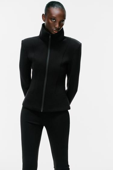 SHOULDER PAD ZIP JACKET — Black 2