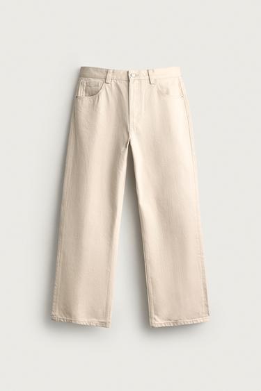 Zara SEAM DETAIL LOOSE FIT PANTS - Oyster-white
