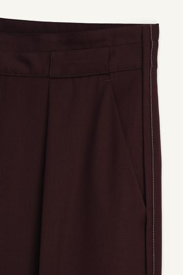 LIMITED EDITION WOOL PLEATED TROUSERS - Burgundy by Zara - Image 7