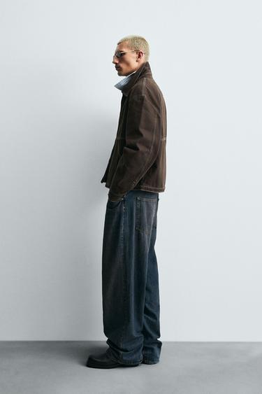 VESTE DÉLAVÉE SURPIQÛRE CONTRASTE - Marron de Zara - Image 3