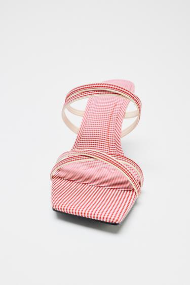 CHECK STRAPPY WEDGES - Red by Zara - Image 4