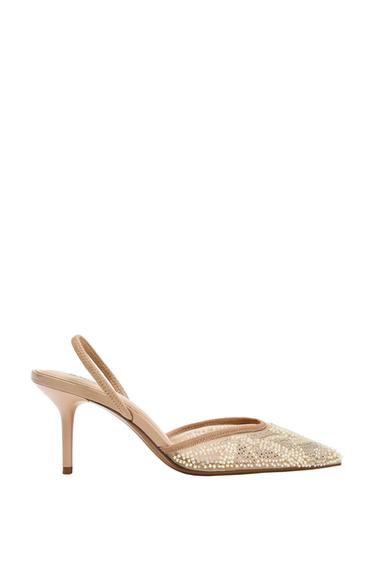 SLINGBACK SHOES WITH RHINESTONE DETAIL - Beige by Zara