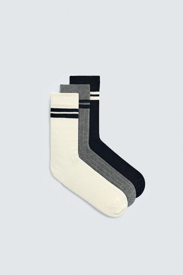 Zara 3-PACK STRIPED SOCKS - various
