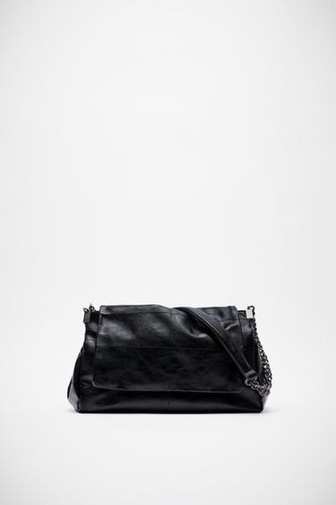 BOLSA TIRACOLO COM ABA ROCK - Preto da Zara