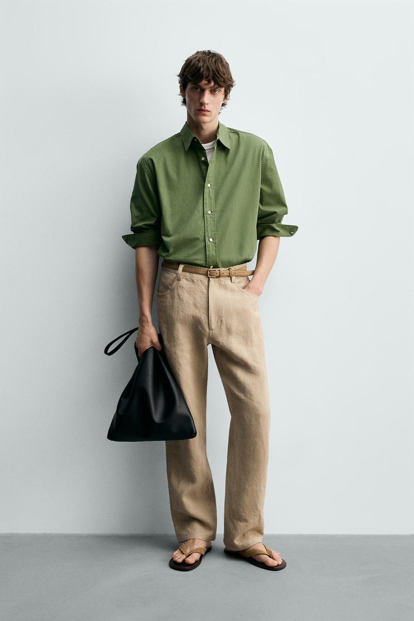 RELAXED FIT POPLIN SHIRT - Apple green | ZARA United States RELAXED FIT POPLIN SHIRT - Apple green | ZARA United States
