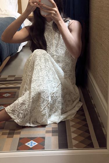 LONG LACE DRESS - Ecru by Zara - Image 3