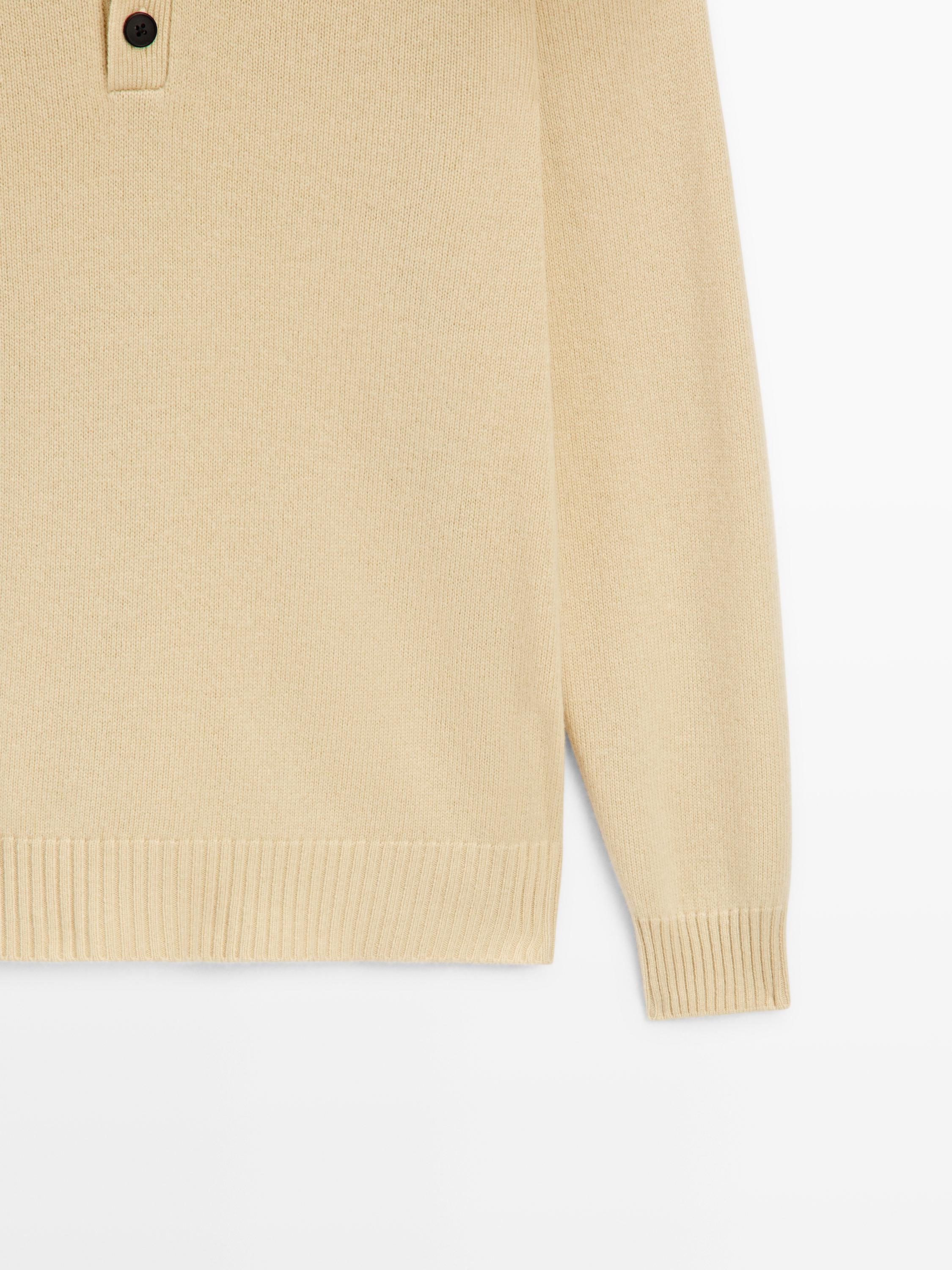100% wool knit polo sweater
