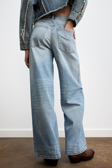 Zara TRF EXTRA WIDE LEG HIGH-WAIST JEANS - Pastel blue