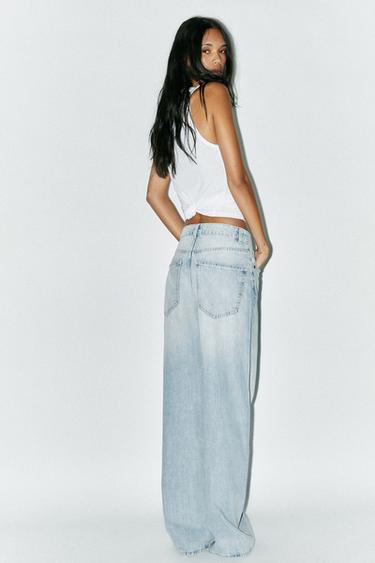 TRF EXTRA WIDE-LEG HIGH-WAIST JEANS - Light blue by Zara - Image 3
