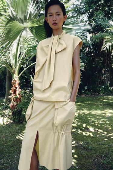 قميص برباطات ZW COLLECTION - أصفر الخاص بـ Zara