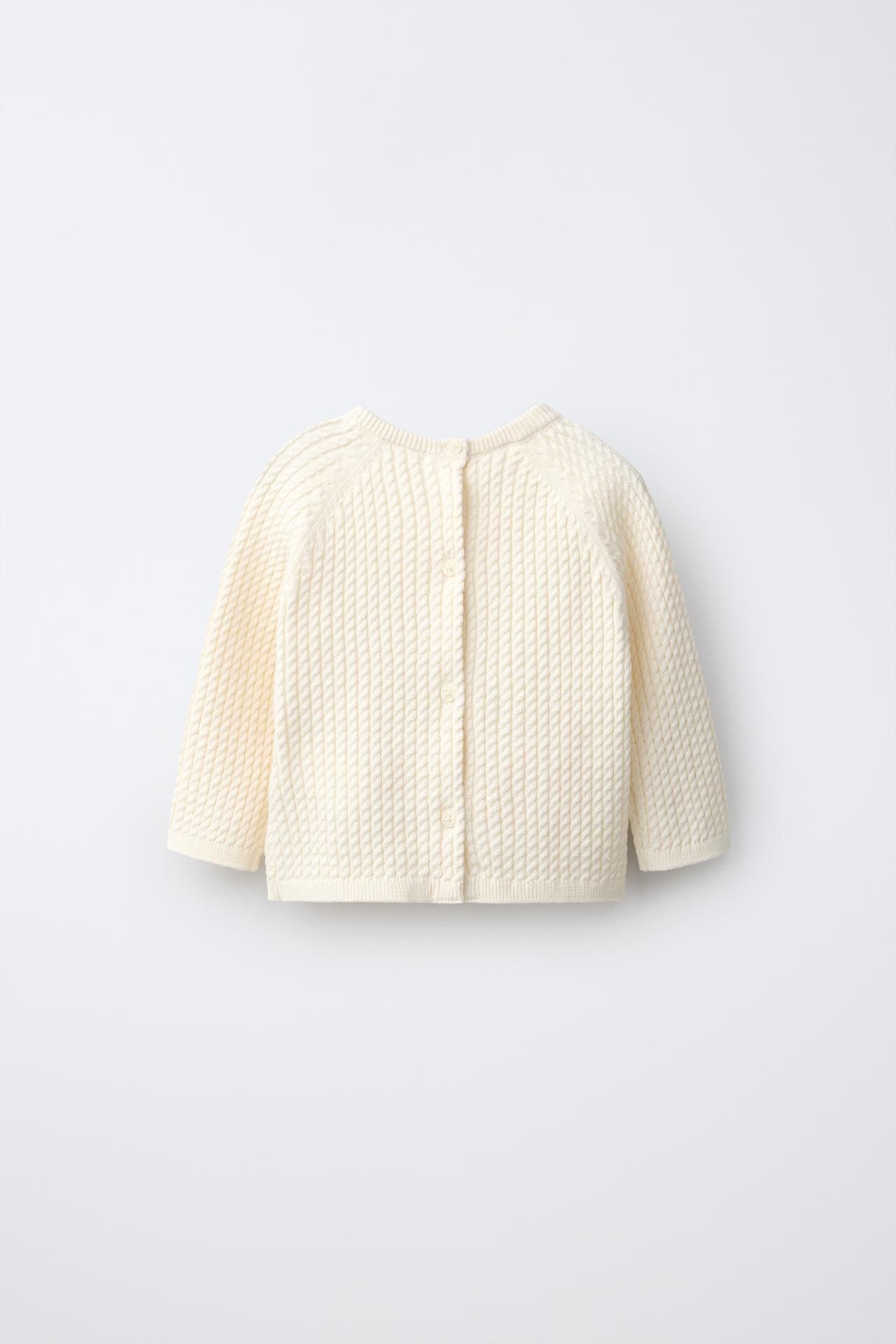 MINI CABLE KNIT SWEATER — Ecru