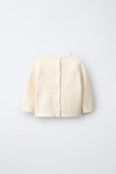 MINI CABLE KNIT SWEATER — Ecru 2