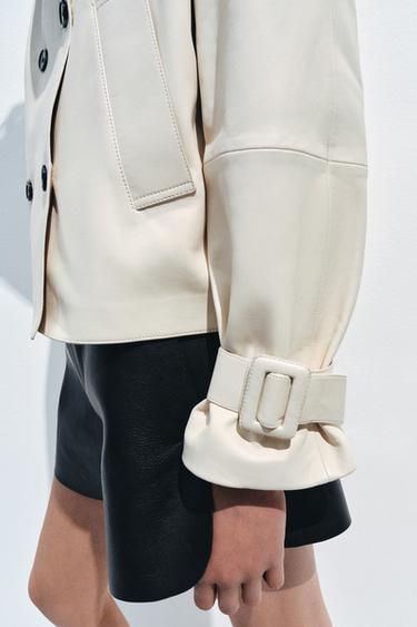 BLOUSON CUIR ZW COLLECTION ÉDITION LIMITÉE - Écru de Zara - Image 3