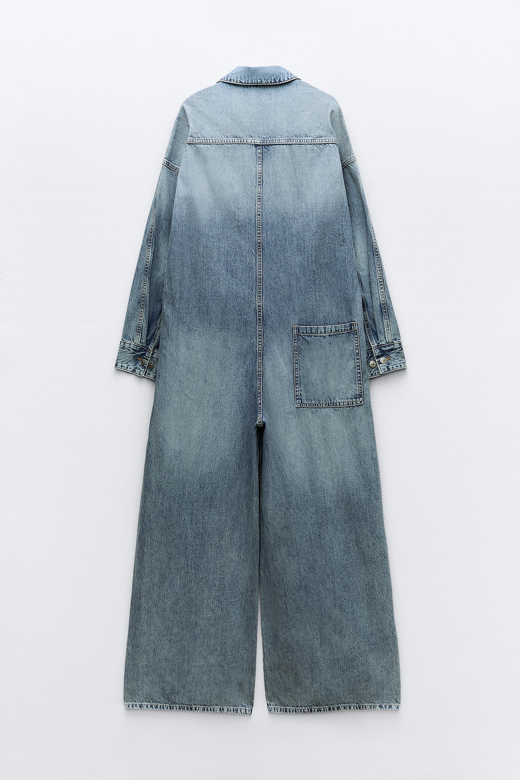 TRF LONG DENIM JUMPSUIT - Blue